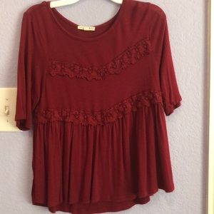 Maroon and Lacy Top